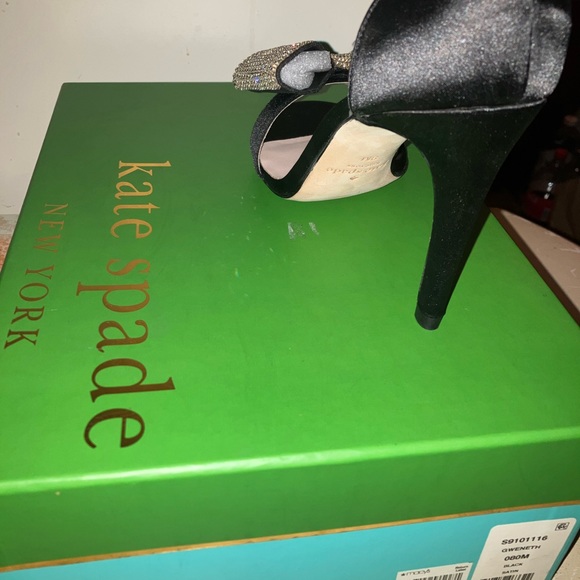 Kate Spade size 8.5 shoe . Black Satin Rhinestone bow. Excellent condition. - Picture 3 of 3